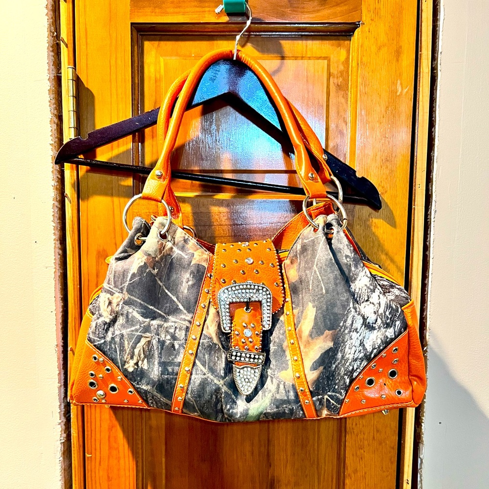 Camo and Orange Purse